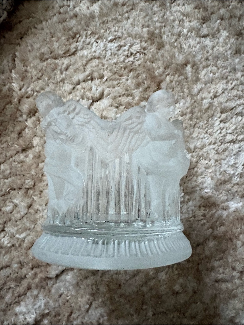 Frosted Glass Cherub Accent Candle Holder